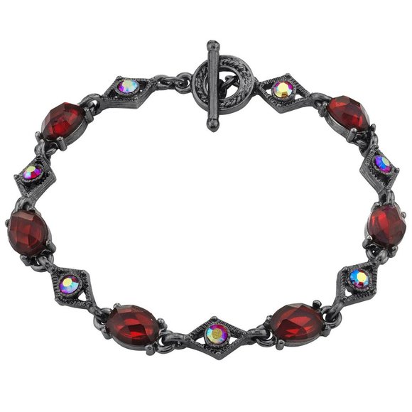 1928 Jewelry - 1928 GOTH AURORA BOREALIS RED CRYSTALS BRACELET